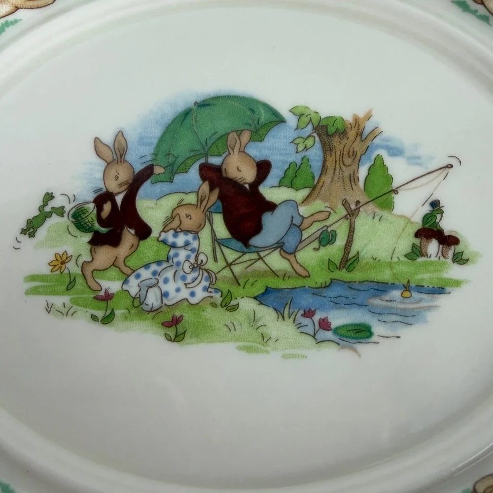 Royal Doulton Bunnykins Oval Plates Set of 2 English Fine Bone China‎ Vintage